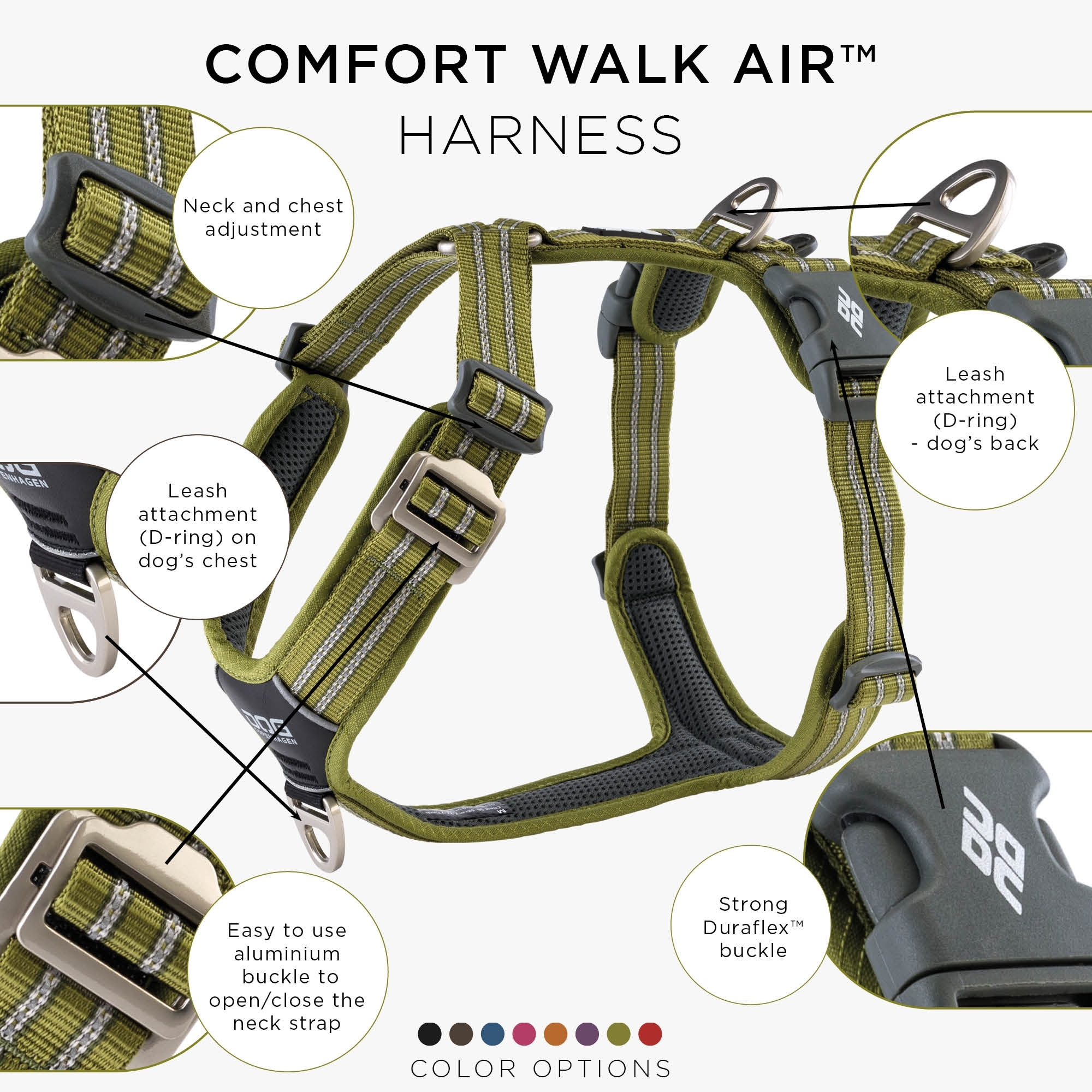 Comfort Walk Air™ harness from DOG Copenhagen Size XS Color Hunting Green